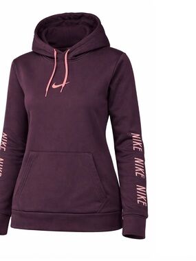 Nike Dri-Fit Women's Maroon Hoodie with Pink Accents